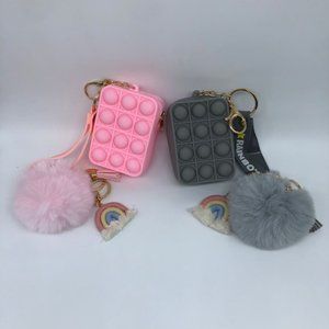 Pop It Fidget Coin Purse with Keychain in Pink
